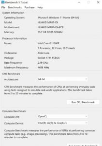 Производительность Huawei MateBook X Pro